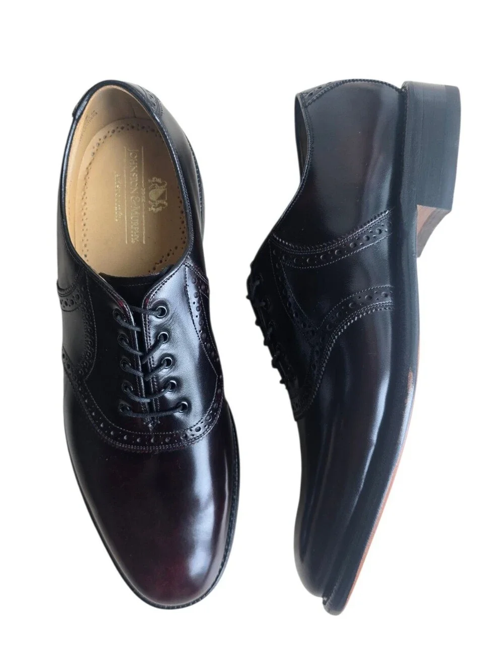NEW Vintage Johnston & Murphy Aristocraft Burgundy/Black Leather Saddle Oxfords
